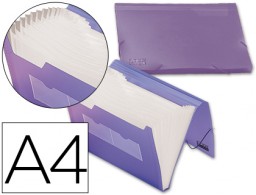 Carpeta clasificadora 13 departamentos Liderpapel A4 polipropileno violeta translúcido